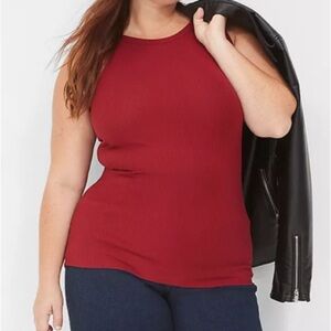 NEW - Lane Bryant Fitted High-Neck Ribbed Tank. Color: Rhubarb. Size 18/20L